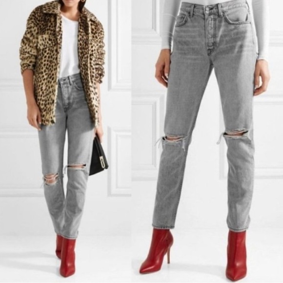 GRLFRND The Karolina High Rise Distressed Ripped Jeans in Lead Size 25 - Picture 1 of 12